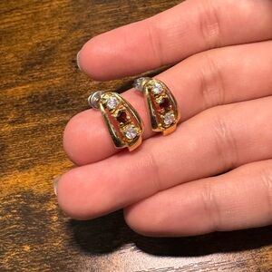 Elegant Gold and Red Gemstone Earrings